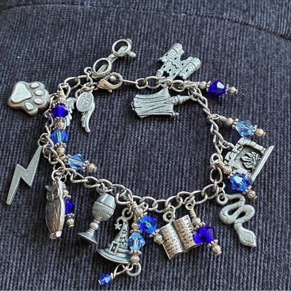 Harry Potter Wizard Witch Inspired Blue & Silver Charm Bracelet - Picture 8 of 8